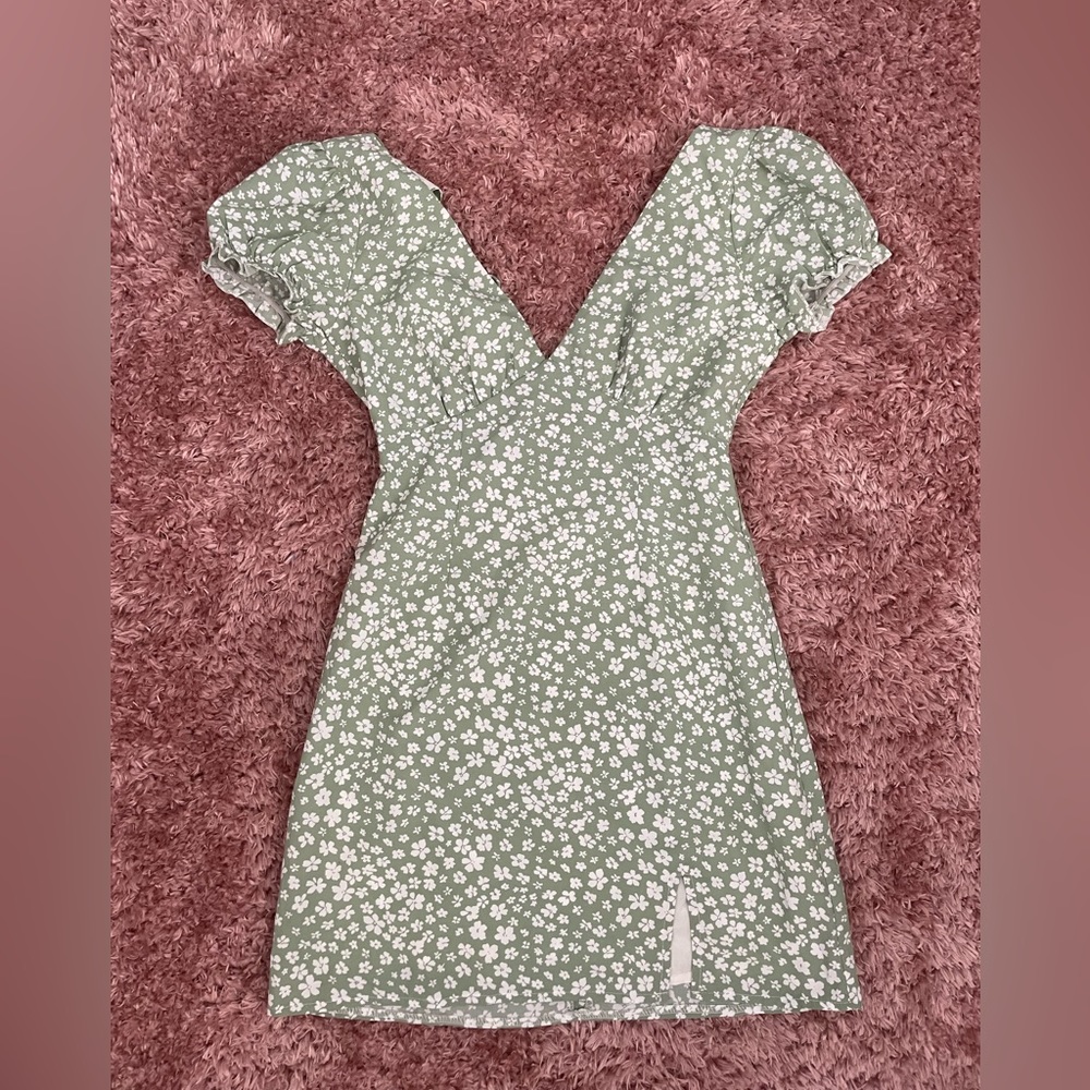 Princess Polly Green Floral Tie Back Dress